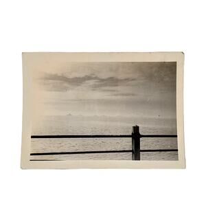 Vtg B&W Photo Found On The Way To Catalina Ocean View Distant Ships Snapshot